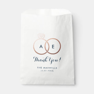 Modern Rose Gold Wedding Rings Favour Bag