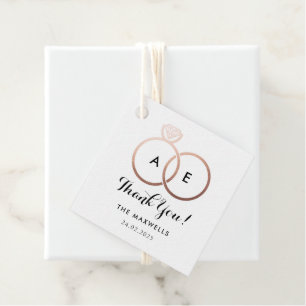 Modern Rose Gold Wedding Rings Favour Tags