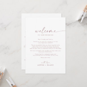 Modern Rose Gold Wedding Welcome Letter Itinerary