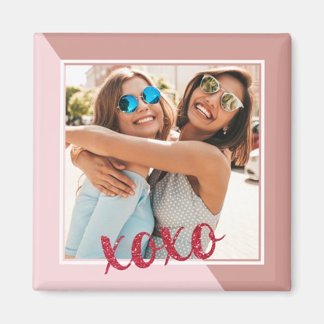 Modern Rose Gold XOXO Galentine's Day Bestie Magnet