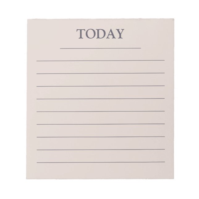 Modern Rose Grey Lavender TODAY to do list Lined Notepad (Front)