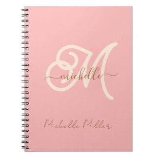 modern rose monogram initial business name gold no notebook