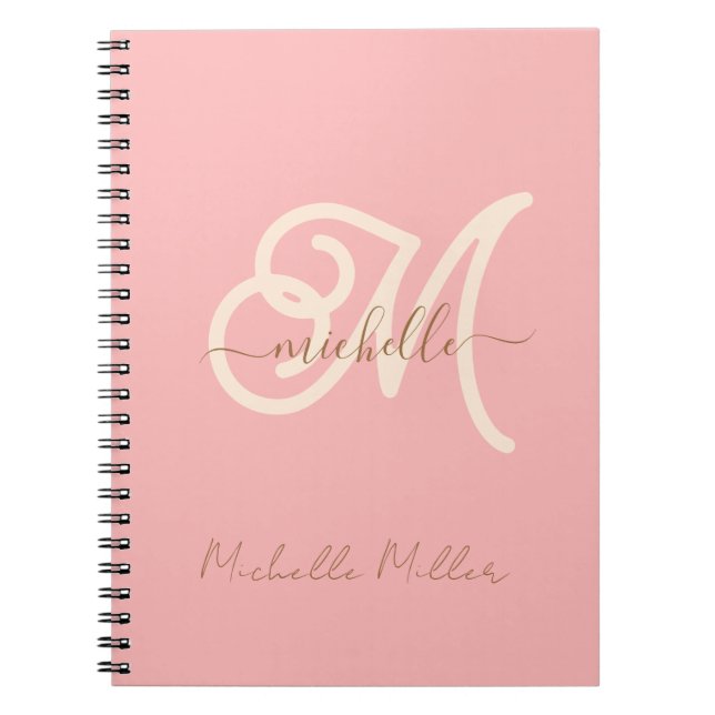 modern rose monogram initial business name gold no notebook (Front)