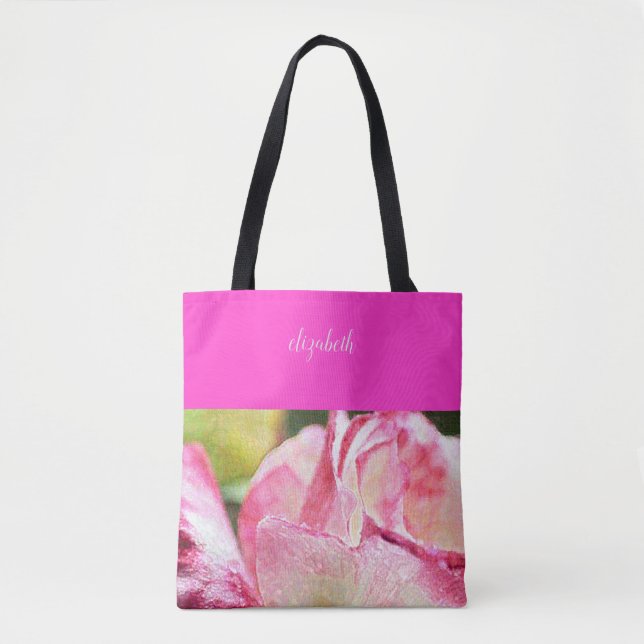 Modern Rose Monogrammed Tote Bag (Front)