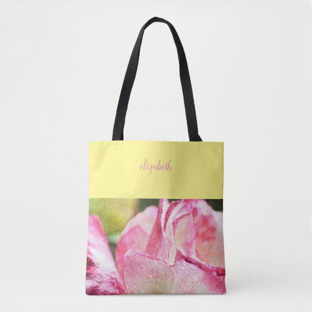 Modern Rose Monogrammed Tote Bag (Front)