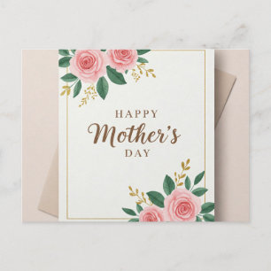 Modern Rose Mother's Day Card with Gold Detail