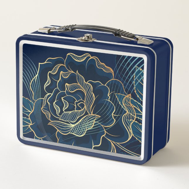 Modern Rose Outline Metal Lunch Box (Front)