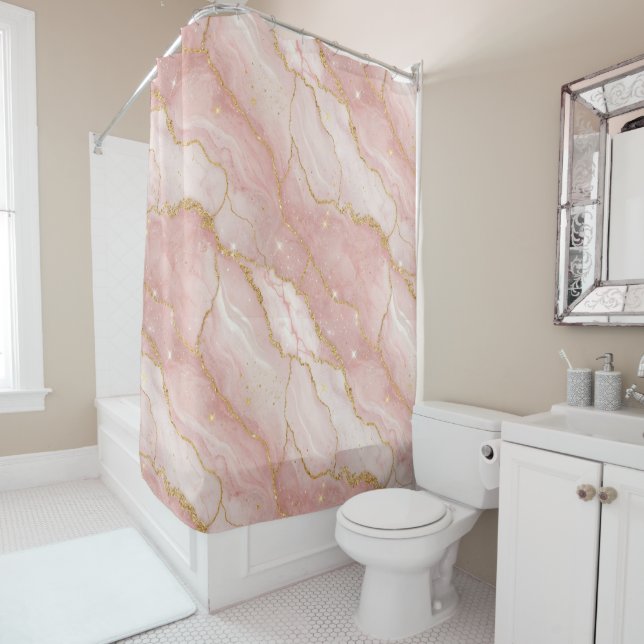Modern Rose Quartz Marble Gold (In Situ)