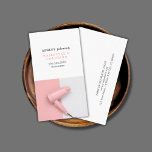 Modern Rose White Hair Dryer Photo Salon Business Card<br><div class="desc">Elegant customizable business card template with a professional studip photo of a pink hair dreyer. Modern clean design,  perfect for hair salon.</div>