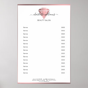 Modern Rosegold Diamond Price List Poster