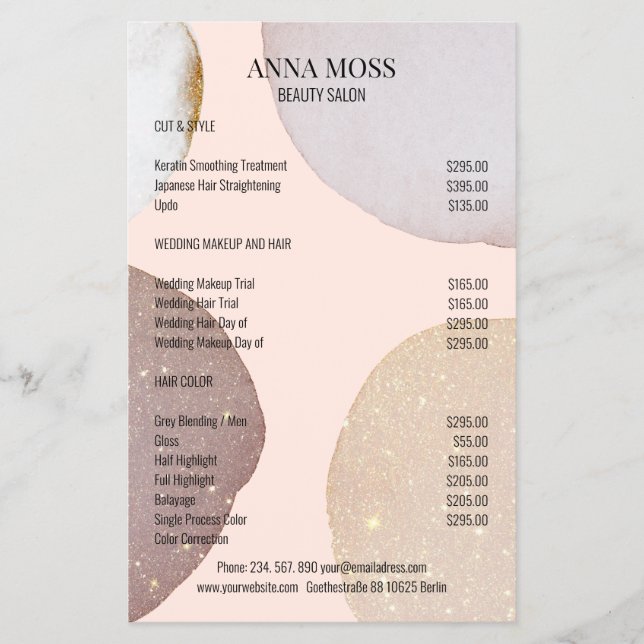 Modern Rosegold Glitter Flyer (Front)