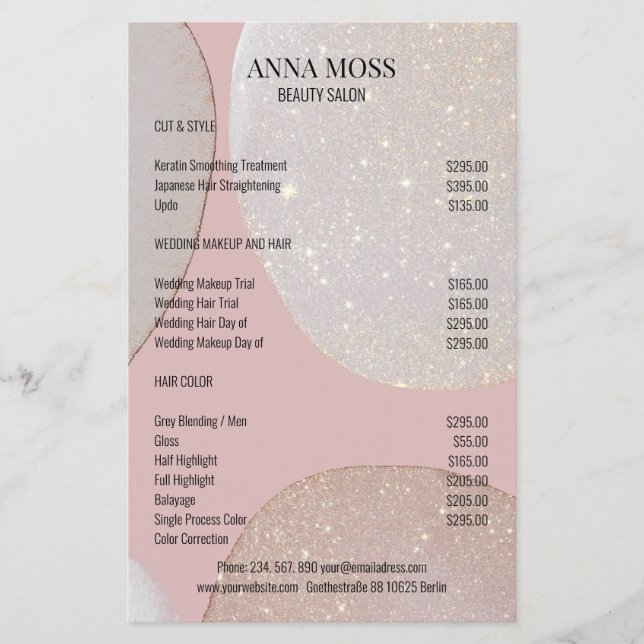 Modern Rosegold Glitter Flyer (Front)