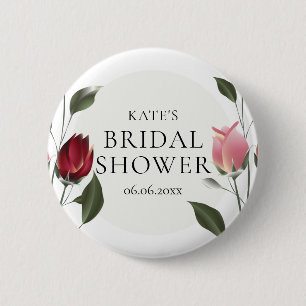 Modern Roses Bridal Shower 2 Inch Round Button