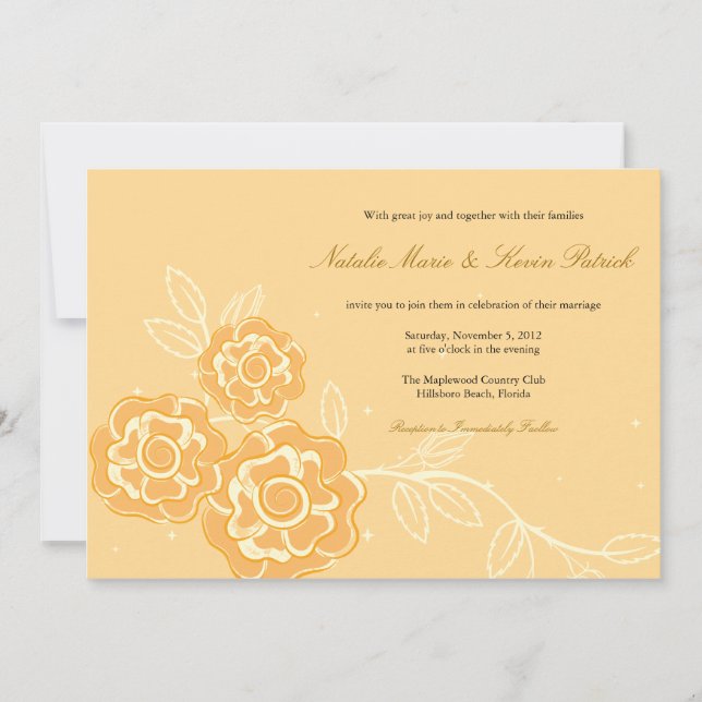 Modern Roses -Floral Wedding Invitations (Front)