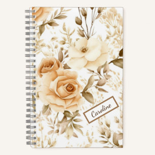 Modern Roses Neutral Notebook