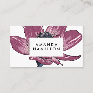 Modern Rosewood Anemone  Botanical Professional Business Card