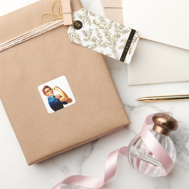 Modern Rosie the Riveter Square Sticker (Gifting)