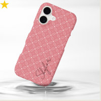 Modern Rosy Blush Pink Circle Tiles Custom Name
