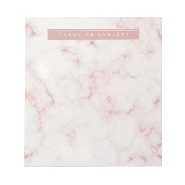 Modern Rosy Gold Marble Notepad (Front)