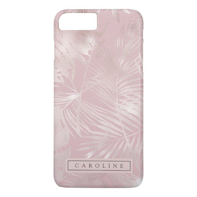 Modern Rosy Gold Palms Marble Phone Case (Back)