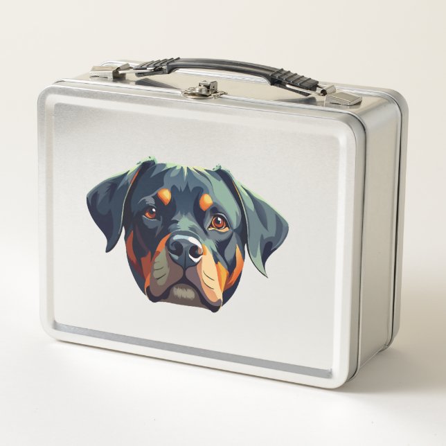Modern Rottweiler Portrait � Bold Vector Style Dog Metal Lunch Box (Front)
