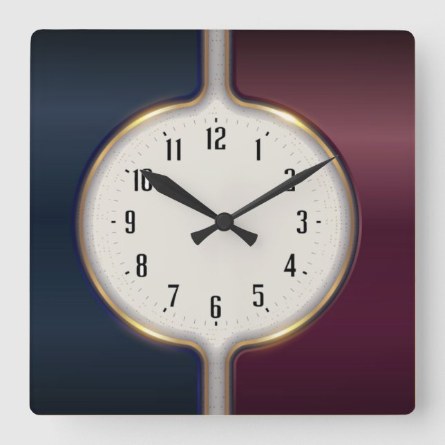 Modern round Art Deco Square Wall Clock (Front)