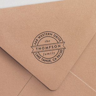 Modern Round Banner Return Address Self-inking Stamp