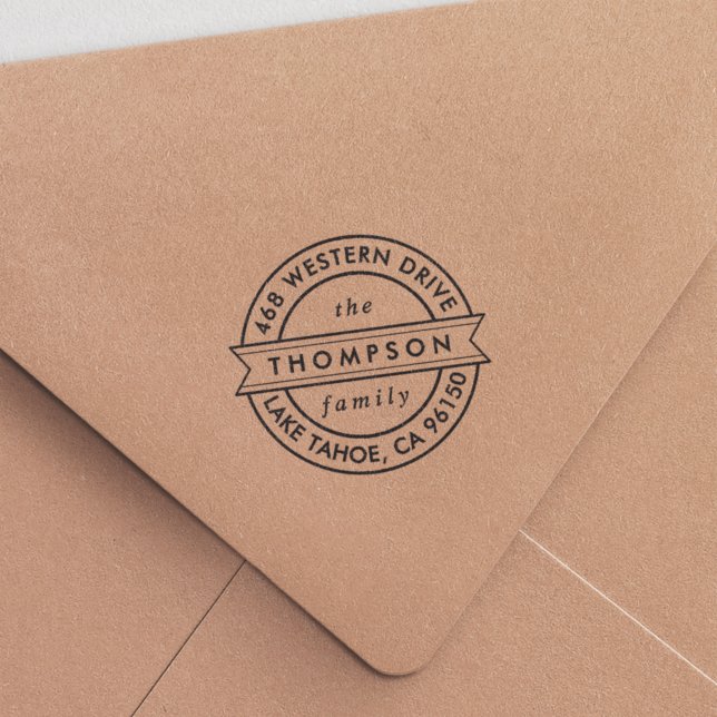 Modern Round Banner Return Address Self-inking Stamp (Creator Uploaded)