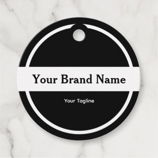 Modern Round Black Custom Logo Business Favour Tag
