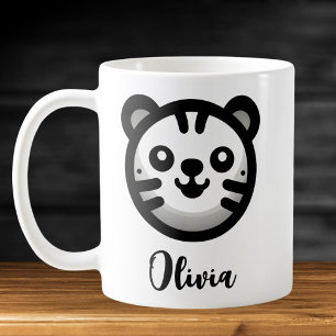 Modern Round Cute Kitten Face Coffee Mug