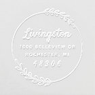 Modern Round Laurel Leaf Personnalisé Nom Adresse