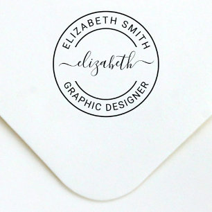 Modern Round Personalized Name and Job Title Self-inking Stamp