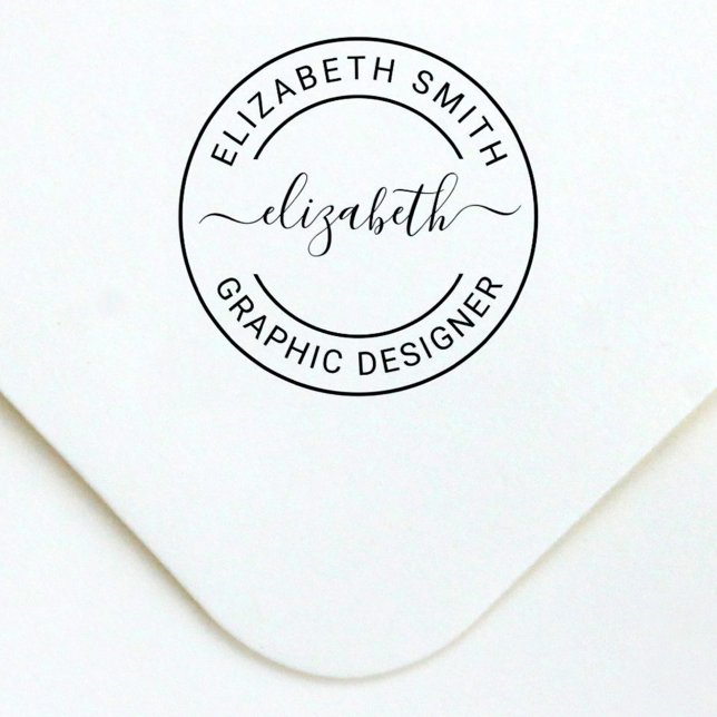 Modern Round Personalized Name and Job Title Self-inking Stamp (Creator Uploaded)