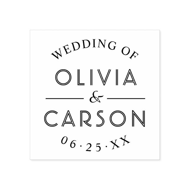 Modern Round Personalized Wedding Monogram Rubber Stamp (Imprint)