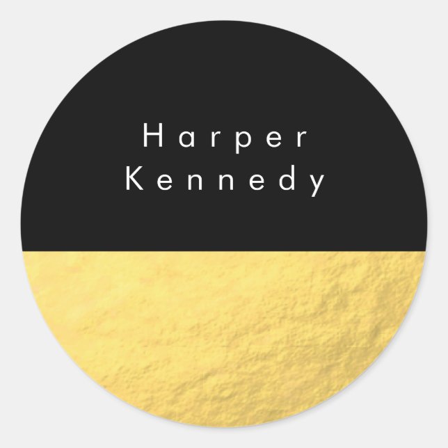 Modern Round Sticker Faux Gold Foil (Front)