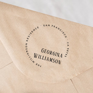 Modern Round Typography Name Return Address Self-inking Stamp
