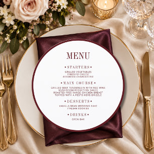 Modern Round Wedding Guest Place & Menu Card