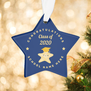Modern Royal Blue and Gold Graduation Star Ornament