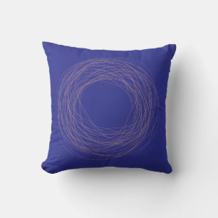 Modern Royal Blue and Rose Gold Psychedelic Scribb Throw Pillow