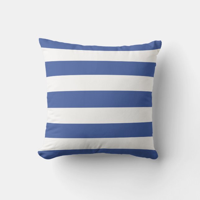 Modern Royal Blue and White Stripes Throw Pillow (Front)