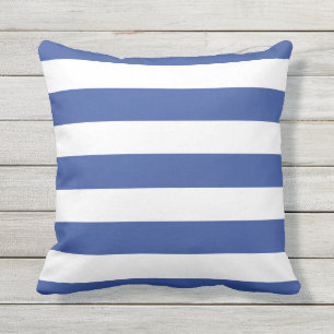 Modern Royal Blue and White Stripes Throw Pillow