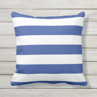 Modern Royal Blue and White Stripes Throw Pillow