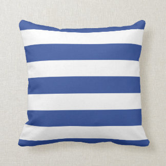 Modern Royal Blue and White Stripes Throw Pillow