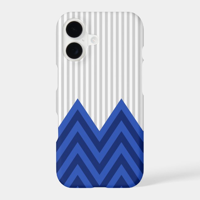 Modern Royal Blue Chevron Gray Stripes Pattern (Back)