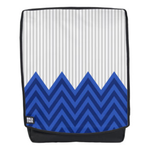Modern Royal Blue Chevron Grey Stripes Pattern Backpack