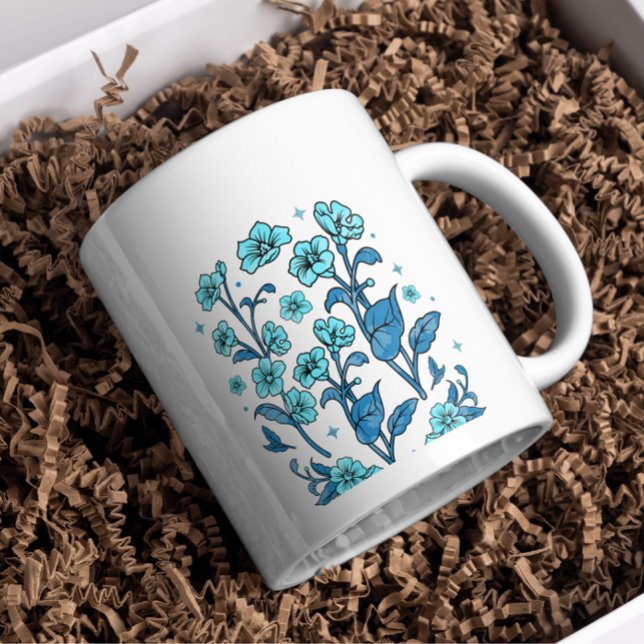 Modern ROYAL BLUE Floral PERSONALIZE Mug (Elegant Floral Design)