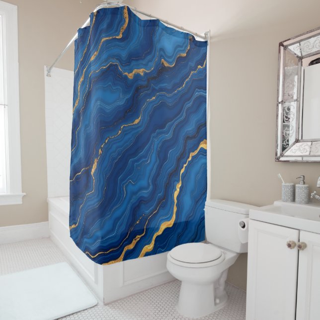 Modern Royal Blue Gold Marble Collection (In Situ)