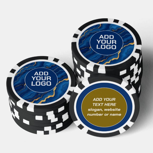 Modern Royal Blue Gold Marble Collection Poker Chips (Stack)