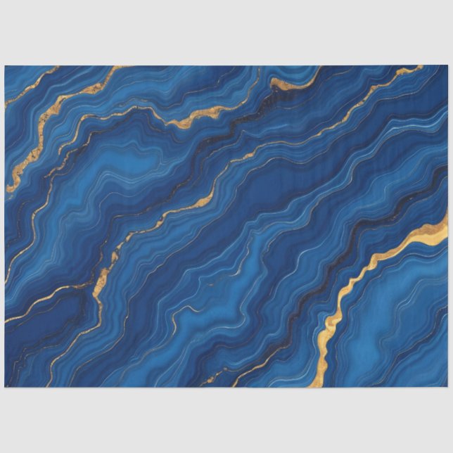 Modern Royal Blue Gold Marble Collection Tissue Paper (Front)