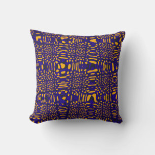 Modern Royal Blue Orange Wave Zig Zag Pattern Throw Pillow